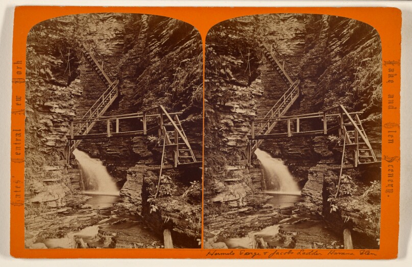 Hermit's Gorge and Jacob's Ladder from below. [Havana Glen, N.Y.]