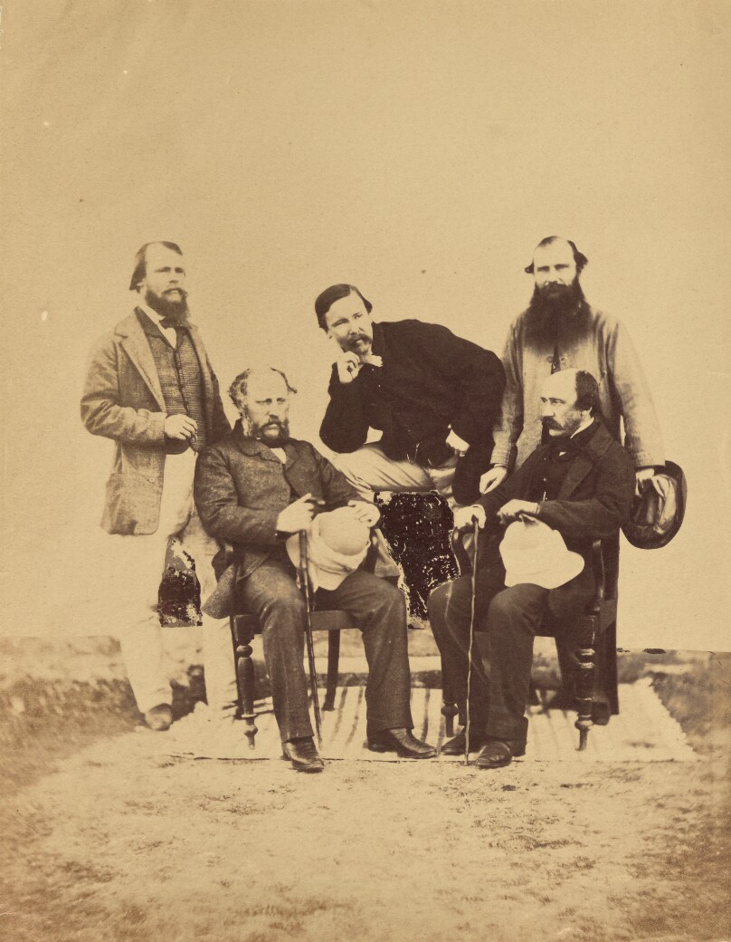 [Group portrait of five men, India]