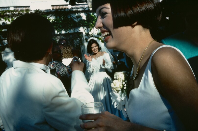 Mijanou with her boyfriend and mother at her mother's wedding reception, La Jolla