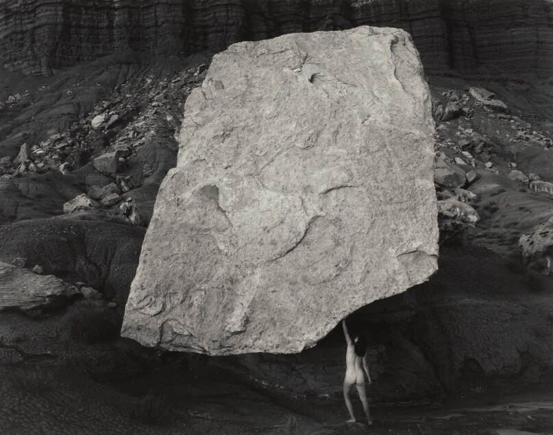 Self-Portrait Holding Up Rock