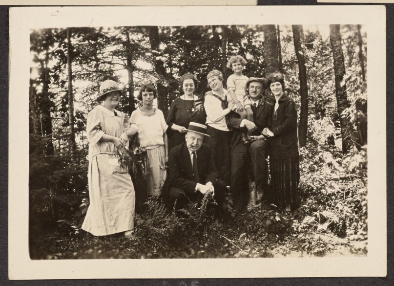 [Group portrait in the woods]