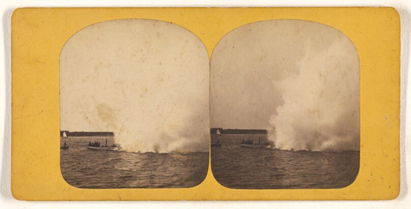 Stereoscopic View of Torpedo Explosion.