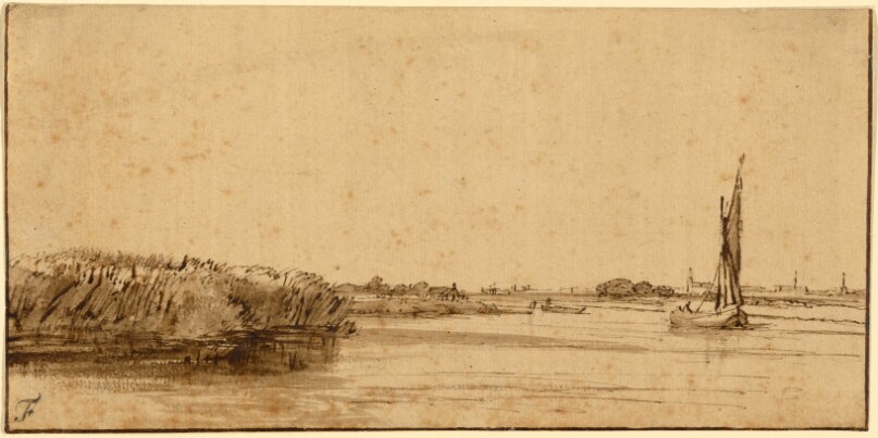 A Sailing Boat on a Wide Expanse of Water