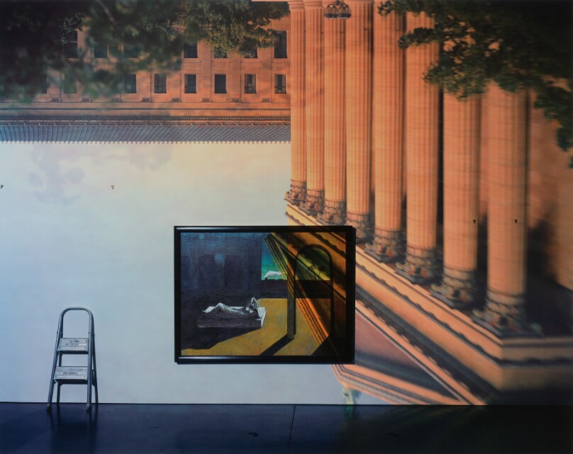 Camera Obscura: The Philadelphia Museum of Art East Entrance in Gallery with a de Chirico Painting