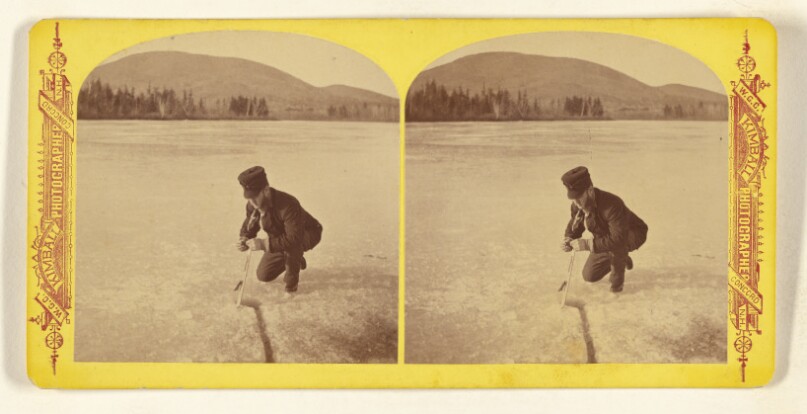 Baiting a hook. [Lake Winnipesaukee, New Hampshire]