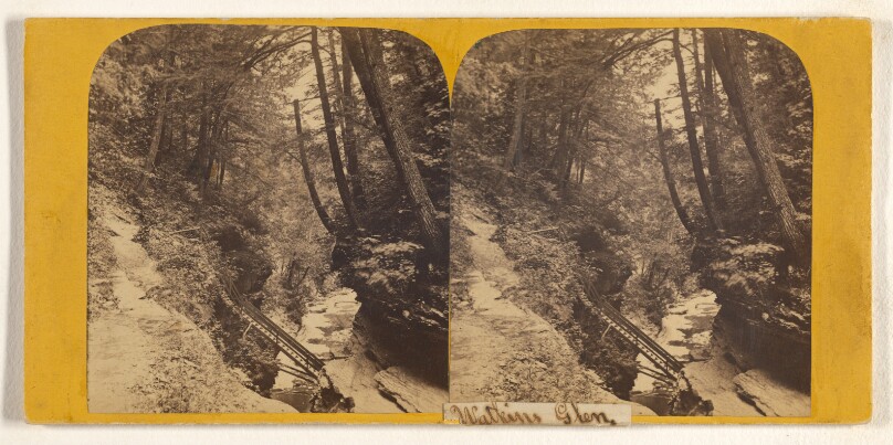 Beauties of Seneca Lake, Freer's Glen, Watkins. Section 3 - Glen Cathedral, Mammoth Gorge, back view, Grand Staircase.
