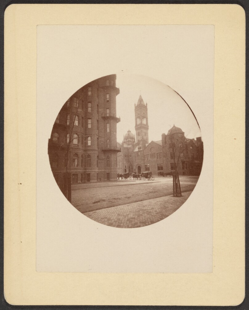 [Street view with Old South Church]