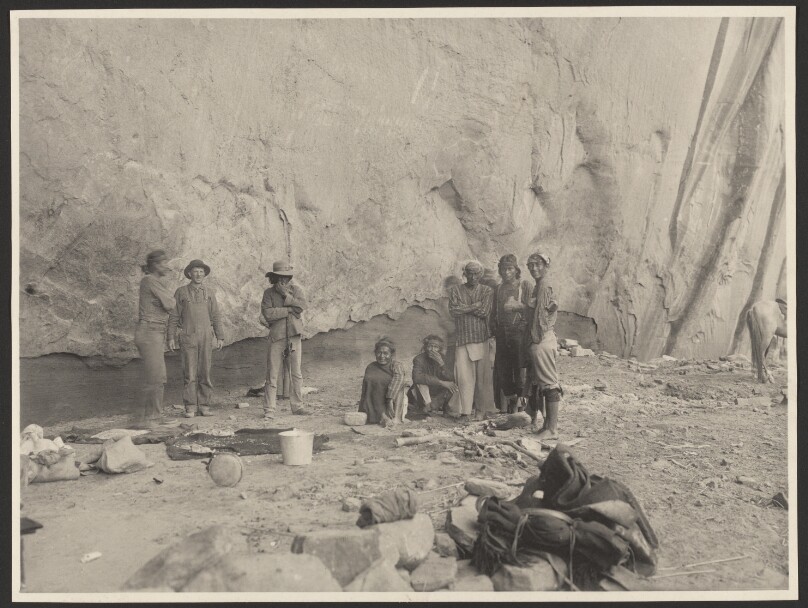 [Native American Men and a White Man at Canyon de Chelly]