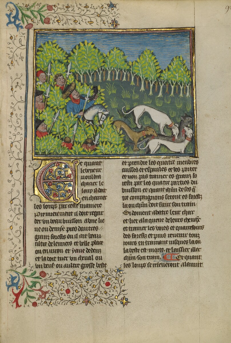 Hunters and Dogs Killing a Wolf