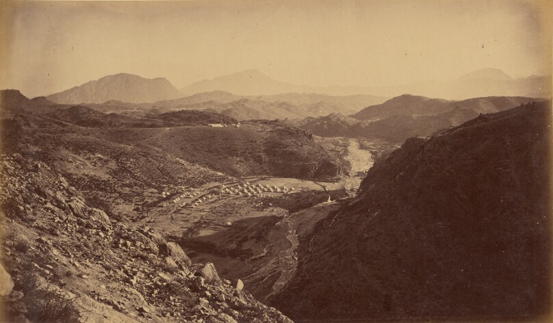 General View from Ali Musjid, looking back towards Peshawur, showing the whole of the Khyber and country operated over by the Troops