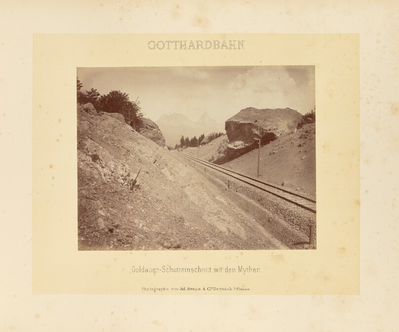 Gotthardbahn: Goldauer-Schutteinschnitt mit den Mythen