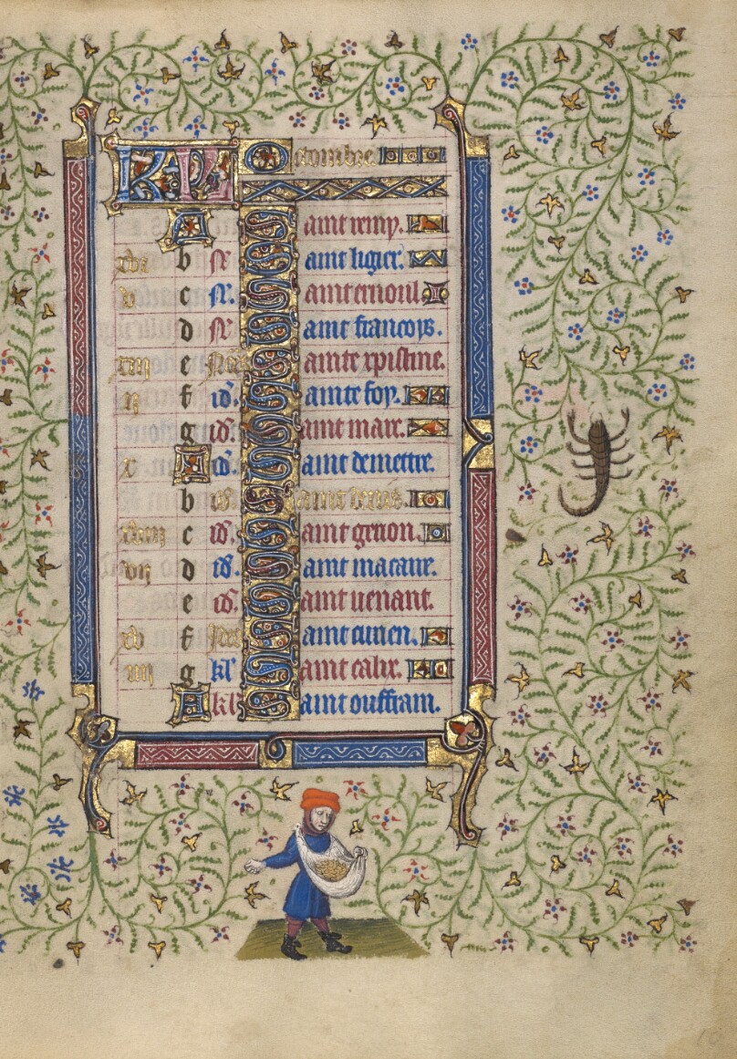 Calendar Page for October; Sowing; Scorpio