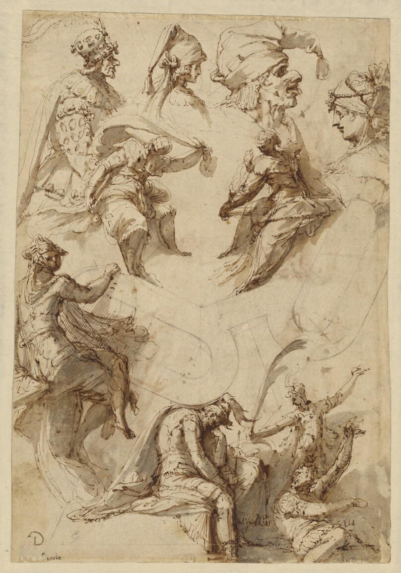 Studies of Figures and Architecture (recto); Figure Studies (verso)