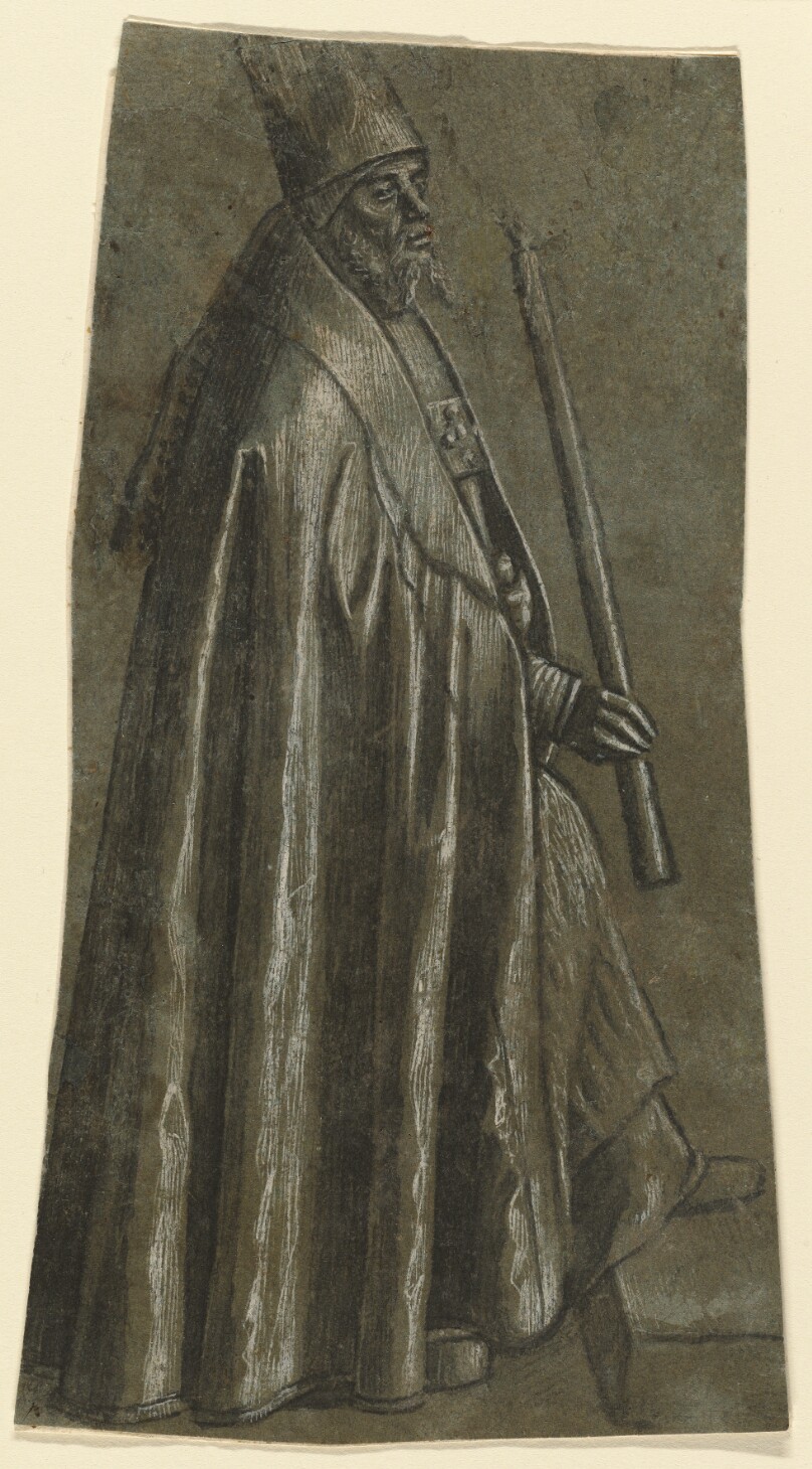 Bishop Holding a Candle (recto); Draped Legs (verso)