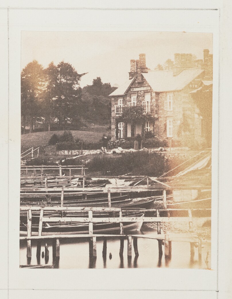 [View of Row Boats and a Manor]