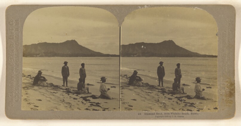 Diamond Head, from Waikiki Beach, Hawaii.