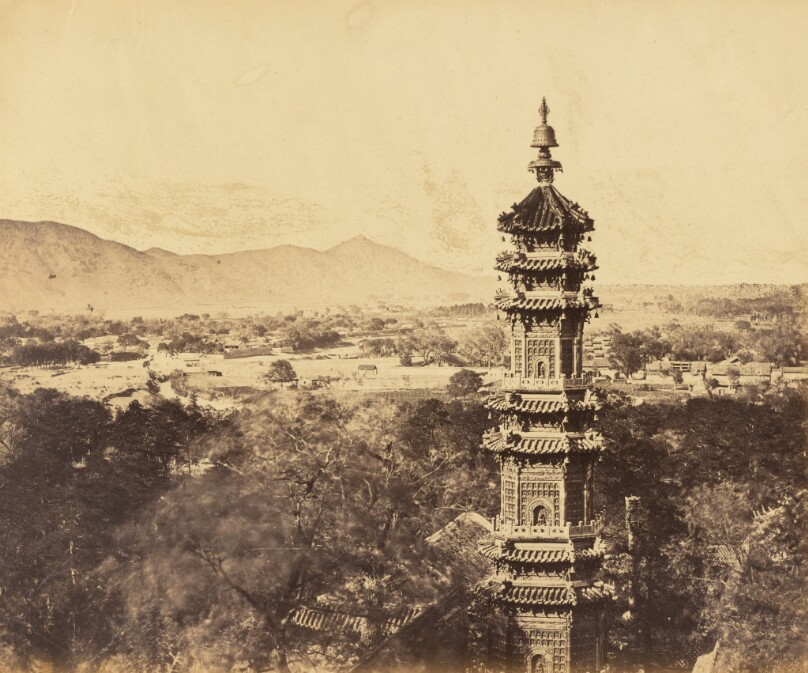 [View of the Summer Palace. Yuan Ming Yuan Pagoda. Before the Burning, Pekin, October 18, 1860]