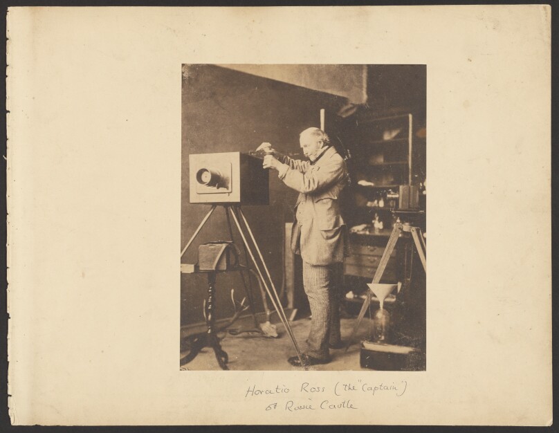 [Self-portrait preparing a Collodion plate]
