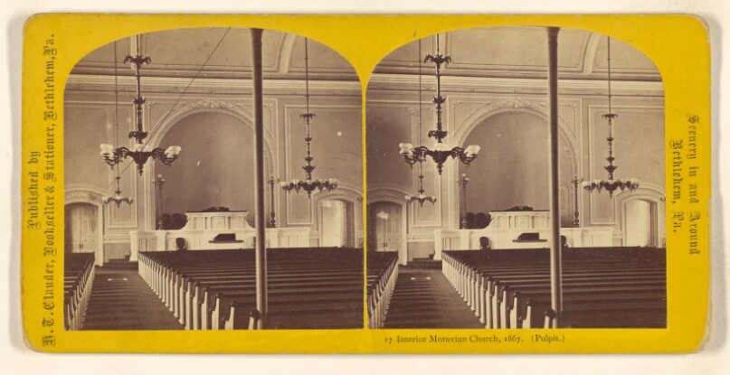 Interior Moravian Church, 1867. (Pulpit.) [Bethlehem, Pa.]