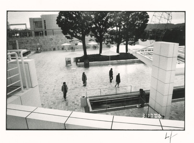 [Getty Center: Five people at tram arrival]