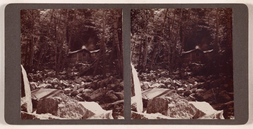 [Cabin in forest]