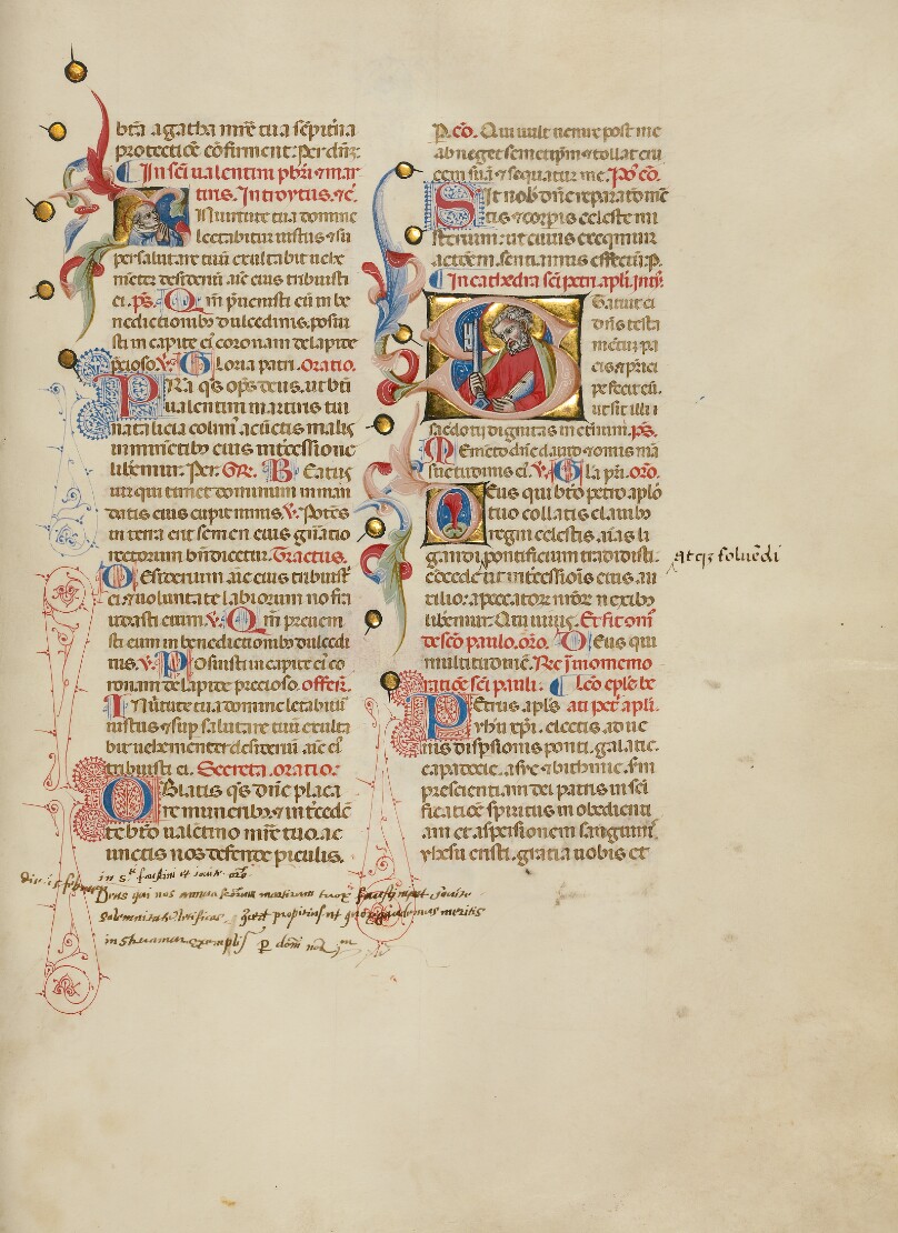 Initial I: Saint Valentinus; Initial S: Saint Peter