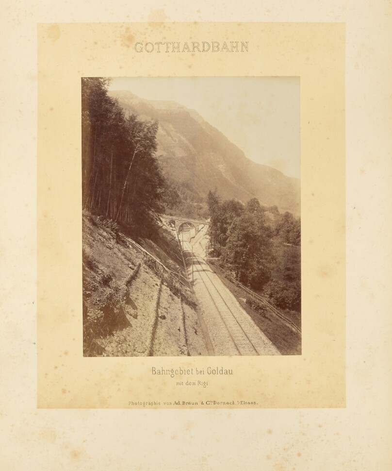 Gotthardbahn: Bahngebiet bei Goldau mit dem Rigi