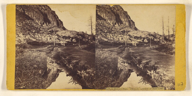 Bluffs in Donner Pass. 500 feet; altitude of Pass 7,090 feet.