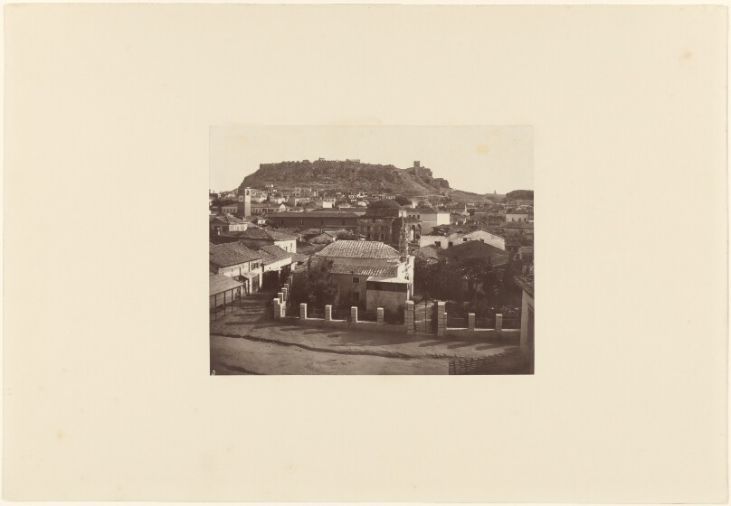 View of the Acropolis from the north, with the Turkish town at the foot of the hill.