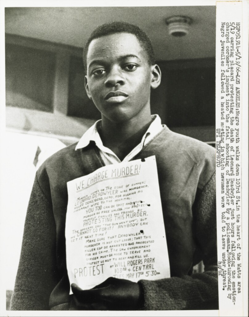 Negro on 103rd St, Watts area protesting death of Leonard Deadwyler