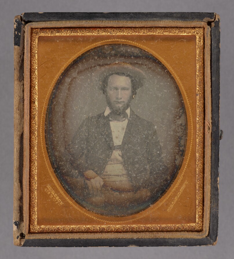 [Portrait of a Seated Man with Fringe Beard in Worn Hat]