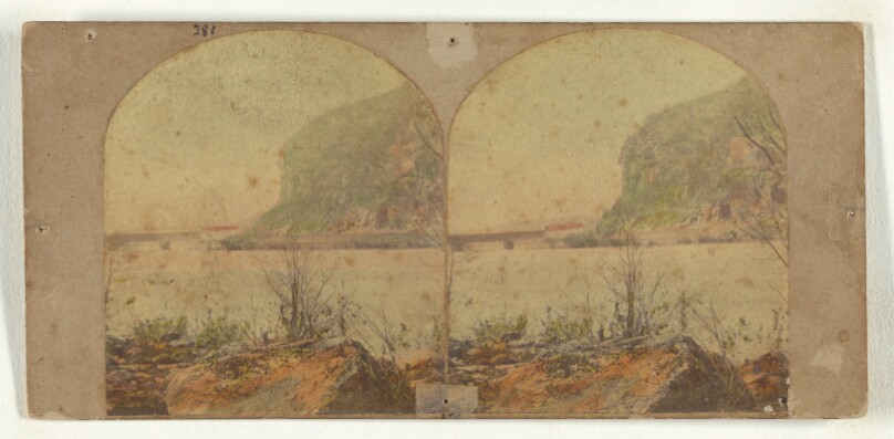 View on the Potomac. No. 1. Near Harper's Ferry. Pinnacle Mountain and Railroad Bridge.
