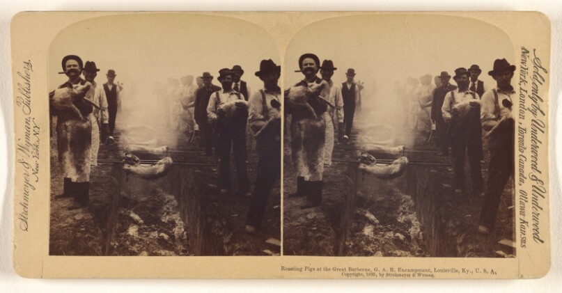 Roasting Pigs at the Great Barbecue, G.A.R. Encampment, Louisville, Ky., U.S.A.
