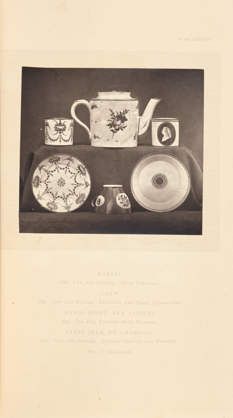 [Tea pot with cups and saucers]