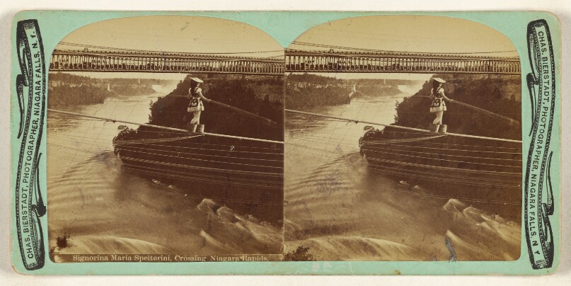 Signorina Maria Spelterini, Crossing Niagara Rapids.