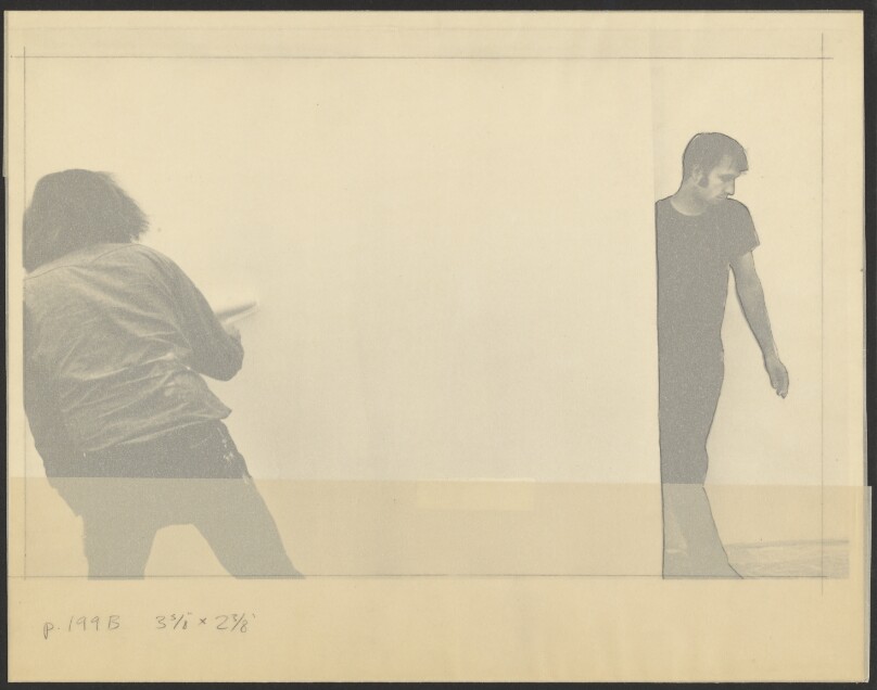 Bruce Nauman emerging from behind a wall, San Jose, California