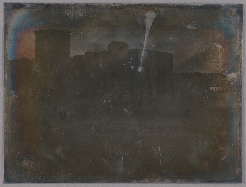 [View of unidentified French village with chateau or castle]