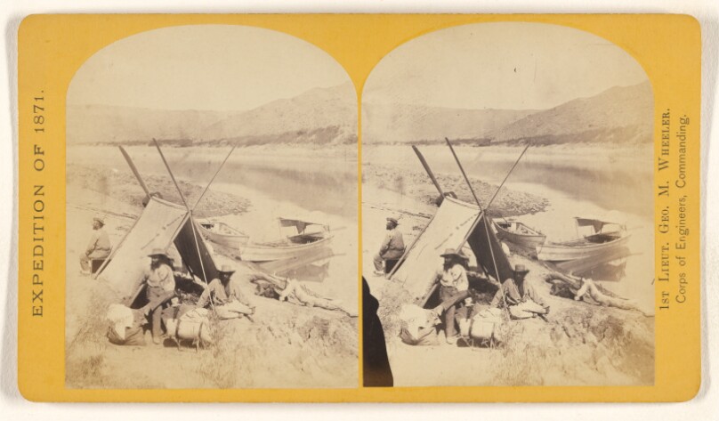 Camp at the crossing of the Colorado, just below the mouth of the Grand Canon...