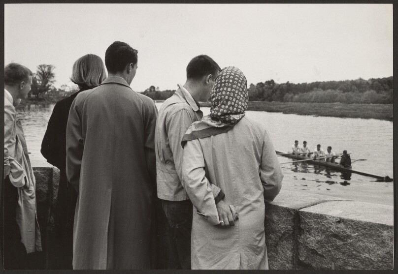 [Group Watching People Rowing on River]