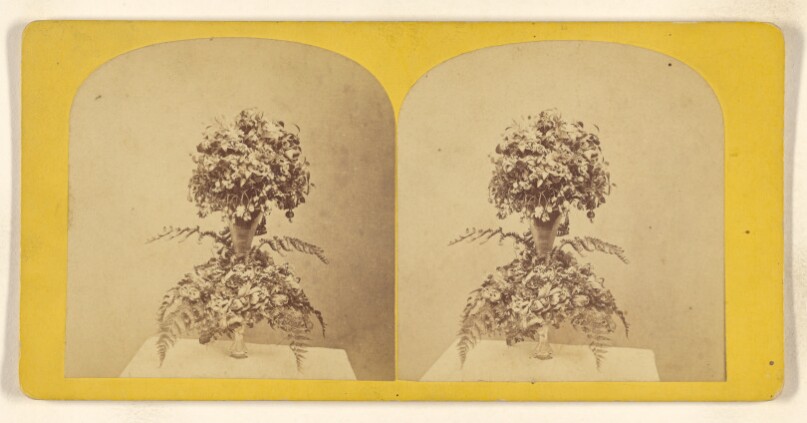 [Flower arrangement, possibly for a grave]