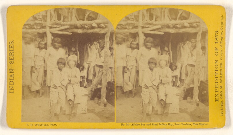 Albino Boy and Zuni Indian Boy, Zuni Pueblos, New Mexico.