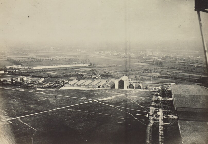 [Aerial view of airfield]