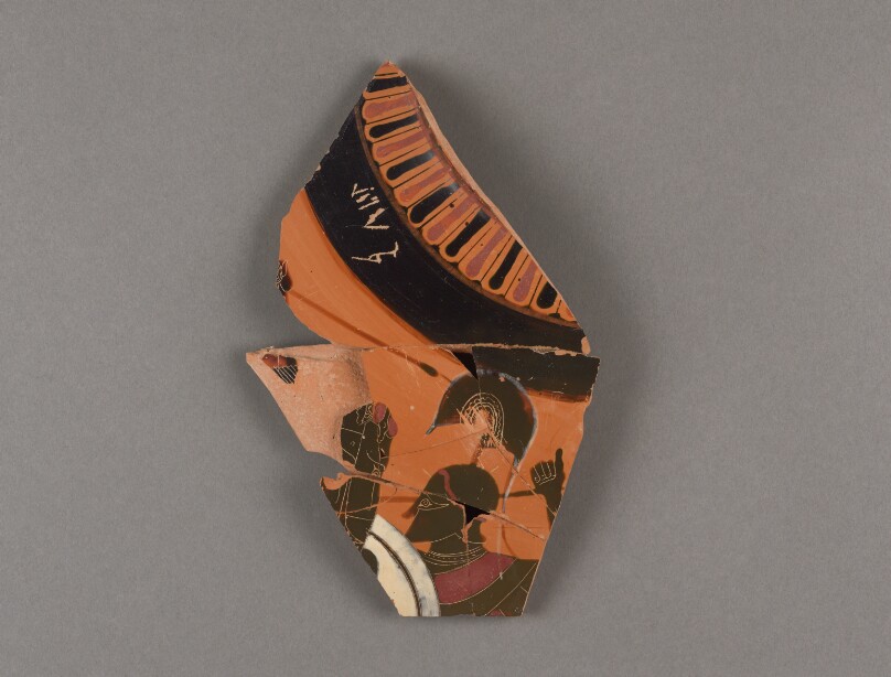Attic Black-Figure Neck Amphora Fragment with a Battle Scene