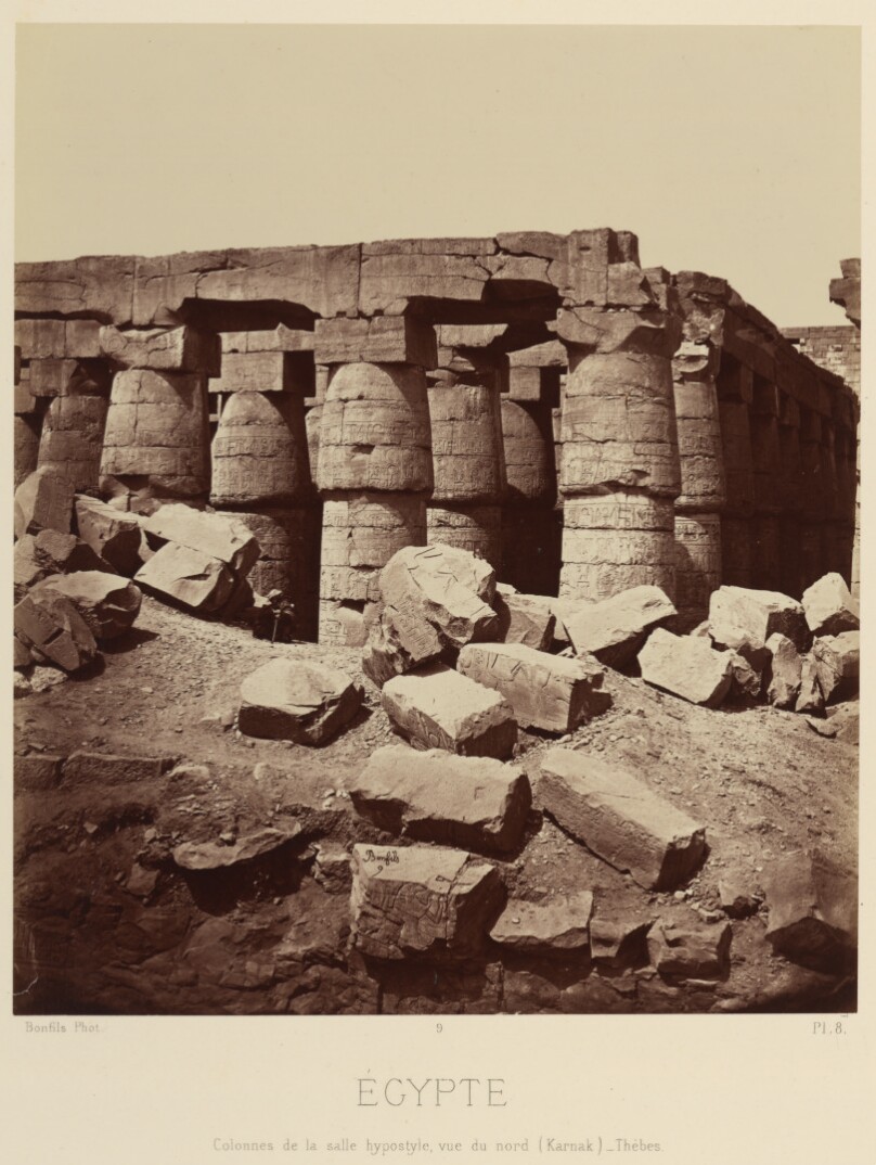 Colonnes de la salle hypostyle, vue du nord. [Karnak, Thebes]