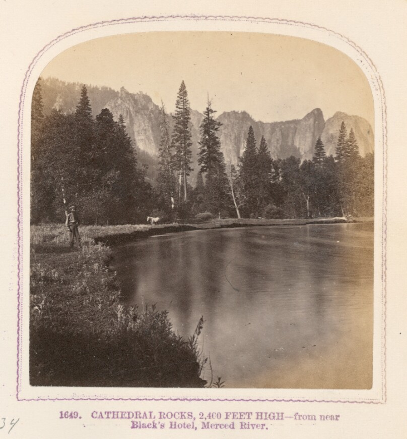 Cathedral Rocks, 2,400 feet high - from near Black's Hotel, Merced River