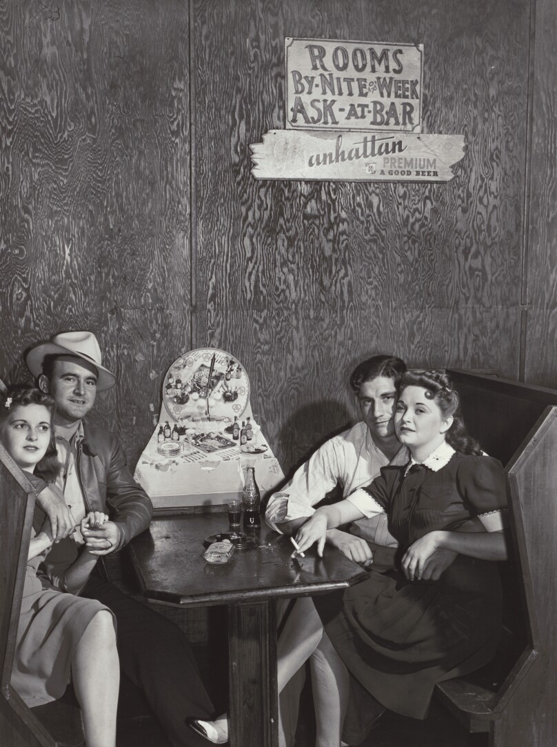 Two couples in a booth in a juke joint, Near Moorehaven, Florida