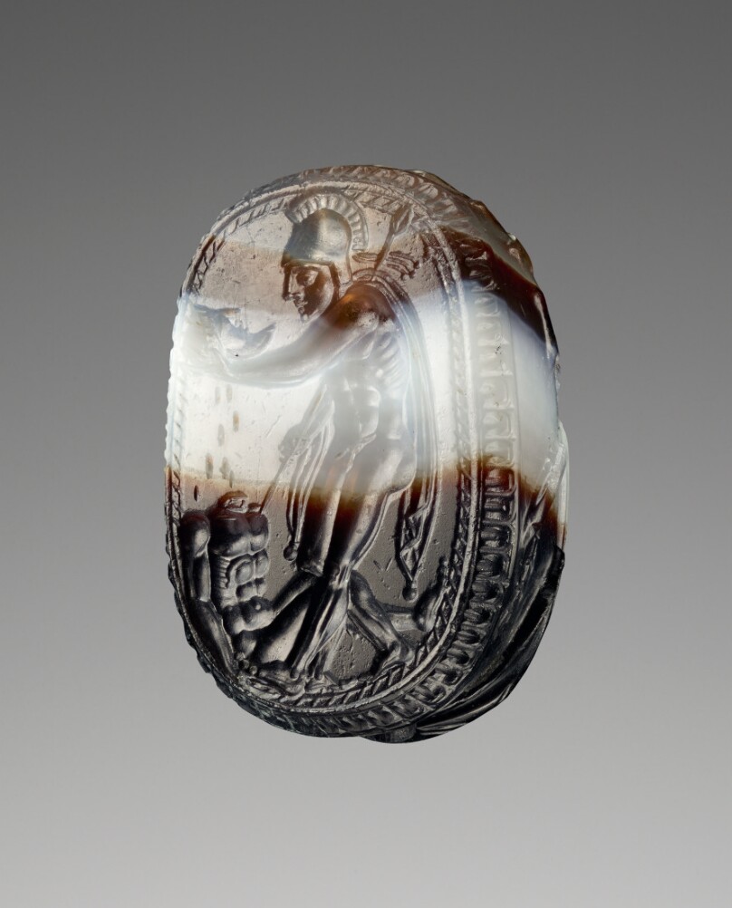 Engraved Scarab with a Warrior Holding a Head