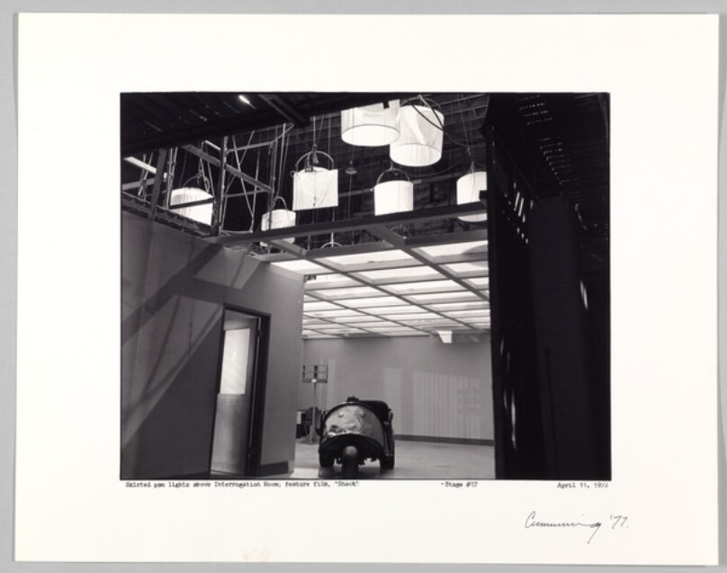 Skirted Pan Lights Above Interrogation Room, Feature Film, "Shack," Stage #17