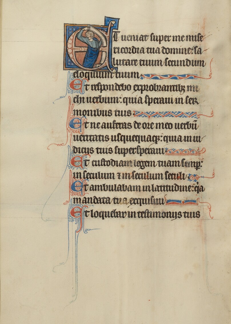 Initial E: A Man Holding a Scroll