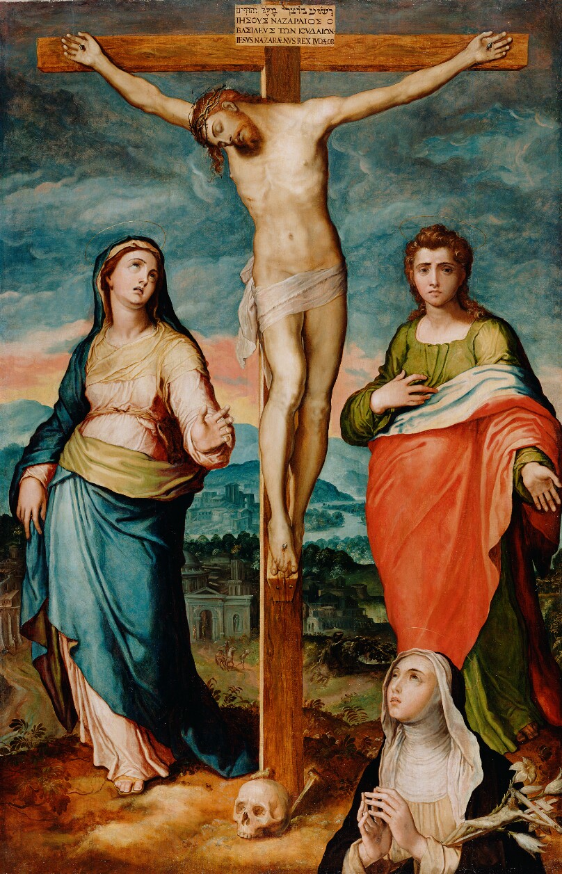 Christ on the Cross with the Virgin, Saint John the Evangelist, and Saint Catherine of Siena in Adoration